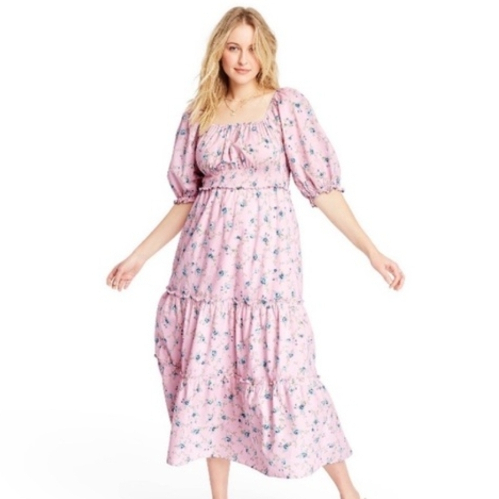 Love Shack Fancy X Target CottageCore Maxi Dress Size XL Prairie Milkmaid Pink F